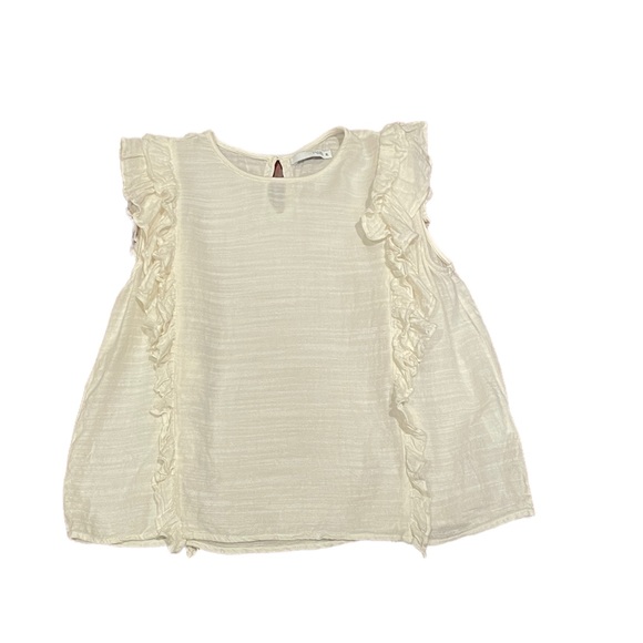 Tiffosi cream sleeveless crepe fabric ruffle accent bohemian top extra large - Picture 9 of 12